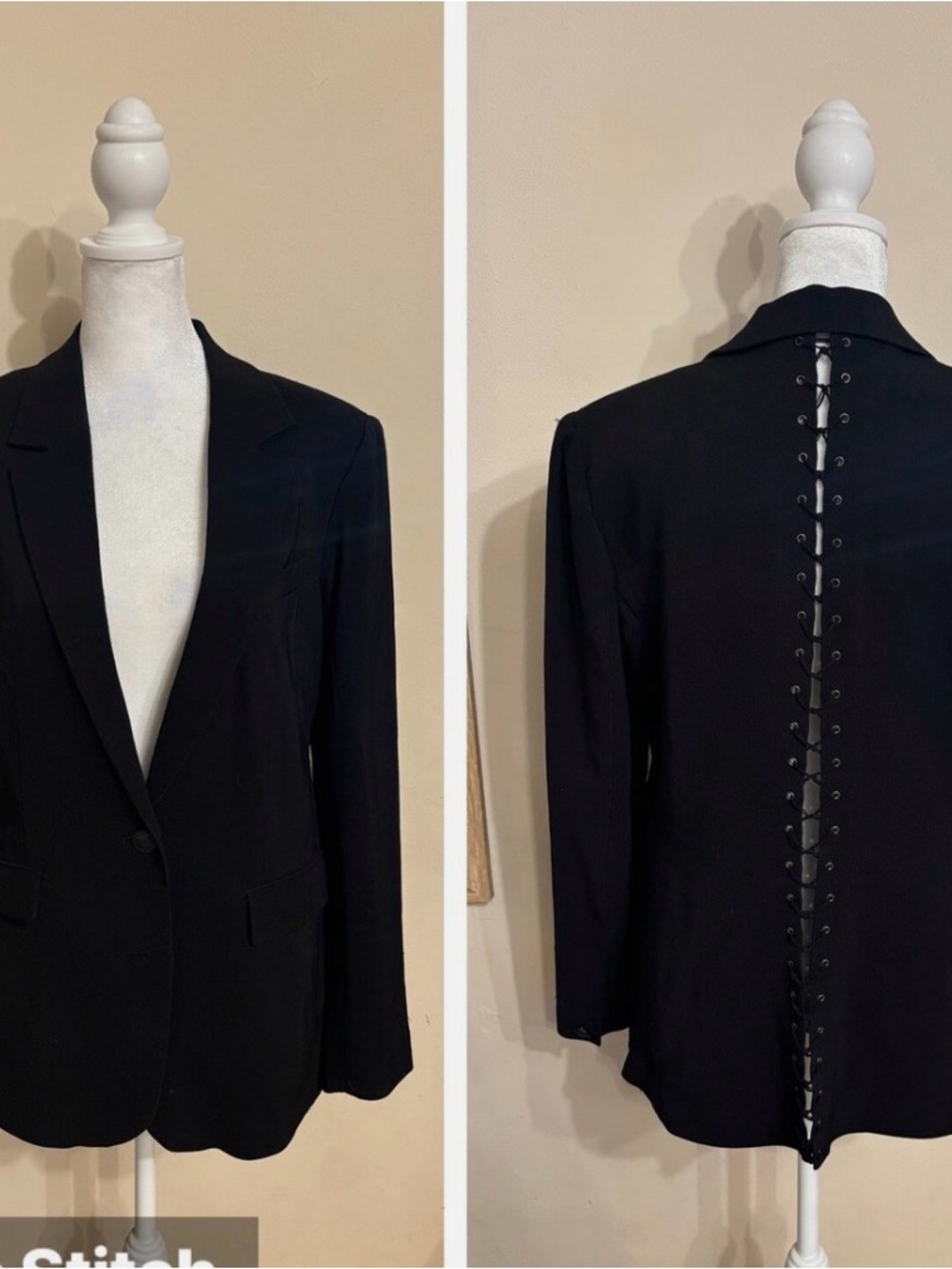 Rag & Bone Black Lace-Up Women's Blazer